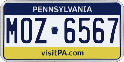 PA license plate MOZ6567