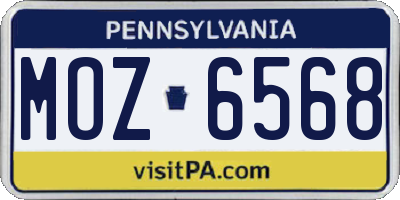 PA license plate MOZ6568