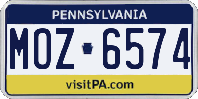 PA license plate MOZ6574