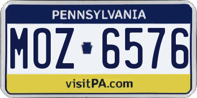 PA license plate MOZ6576