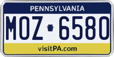 PA license plate MOZ6580
