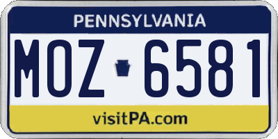 PA license plate MOZ6581