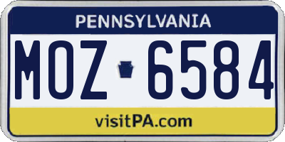PA license plate MOZ6584