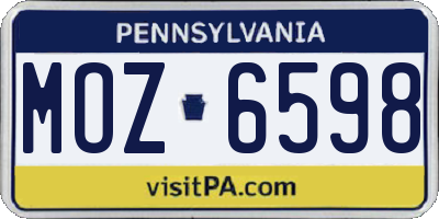 PA license plate MOZ6598
