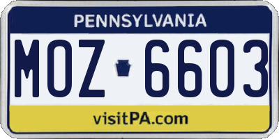 PA license plate MOZ6603