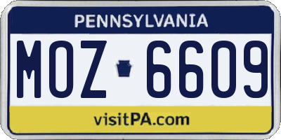 PA license plate MOZ6609