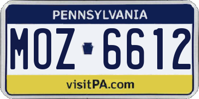 PA license plate MOZ6612