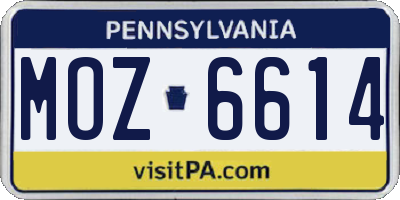 PA license plate MOZ6614