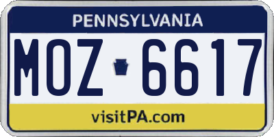 PA license plate MOZ6617