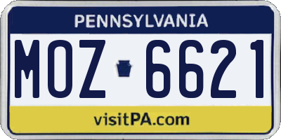 PA license plate MOZ6621
