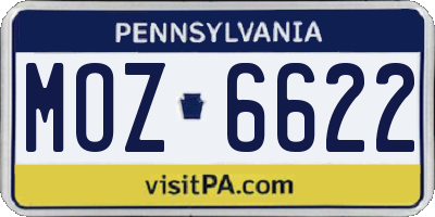 PA license plate MOZ6622