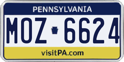 PA license plate MOZ6624