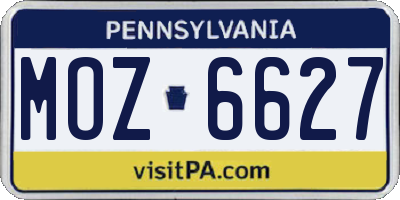 PA license plate MOZ6627