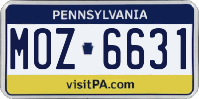 PA license plate MOZ6631
