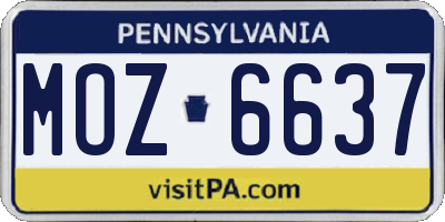 PA license plate MOZ6637