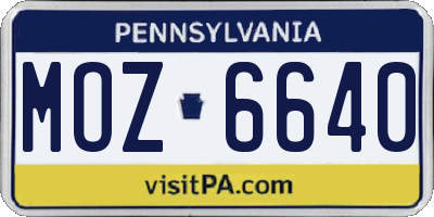 PA license plate MOZ6640