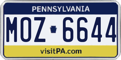 PA license plate MOZ6644