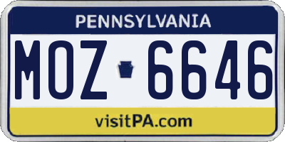 PA license plate MOZ6646