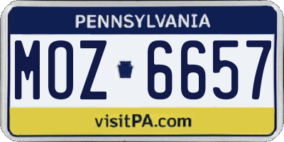 PA license plate MOZ6657