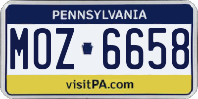 PA license plate MOZ6658