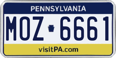 PA license plate MOZ6661