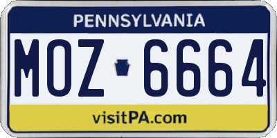 PA license plate MOZ6664