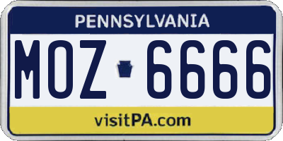 PA license plate MOZ6666