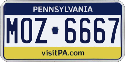 PA license plate MOZ6667