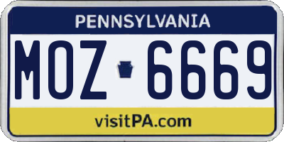 PA license plate MOZ6669