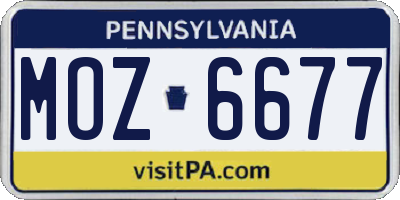 PA license plate MOZ6677