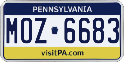 PA license plate MOZ6683