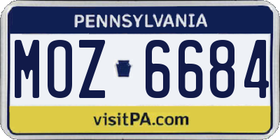 PA license plate MOZ6684
