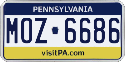 PA license plate MOZ6686