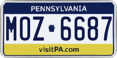 PA license plate MOZ6687