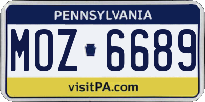 PA license plate MOZ6689