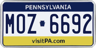 PA license plate MOZ6692
