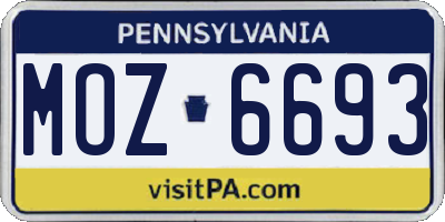 PA license plate MOZ6693
