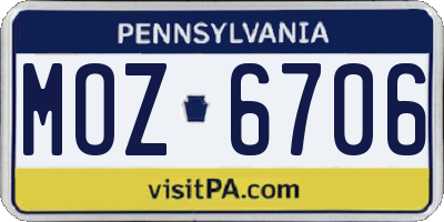 PA license plate MOZ6706