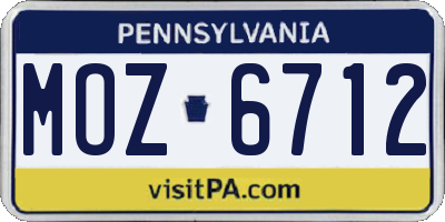 PA license plate MOZ6712