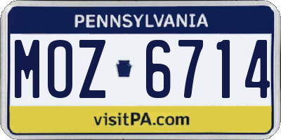 PA license plate MOZ6714