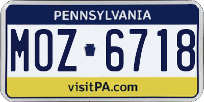 PA license plate MOZ6718
