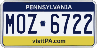PA license plate MOZ6722