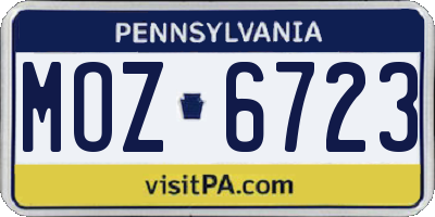 PA license plate MOZ6723