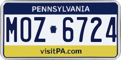 PA license plate MOZ6724