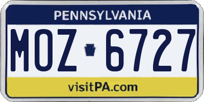 PA license plate MOZ6727