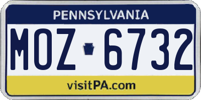 PA license plate MOZ6732