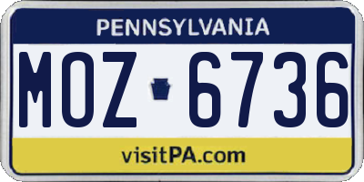 PA license plate MOZ6736