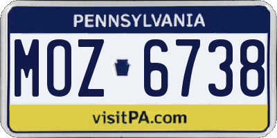 PA license plate MOZ6738