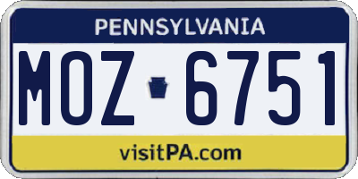 PA license plate MOZ6751