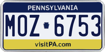 PA license plate MOZ6753